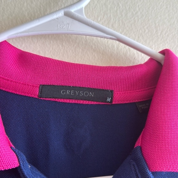 Greyson Shawnee Colorblock Pink Blue Golf Polo Short Sleeve Shirt - Picture 3 of 8